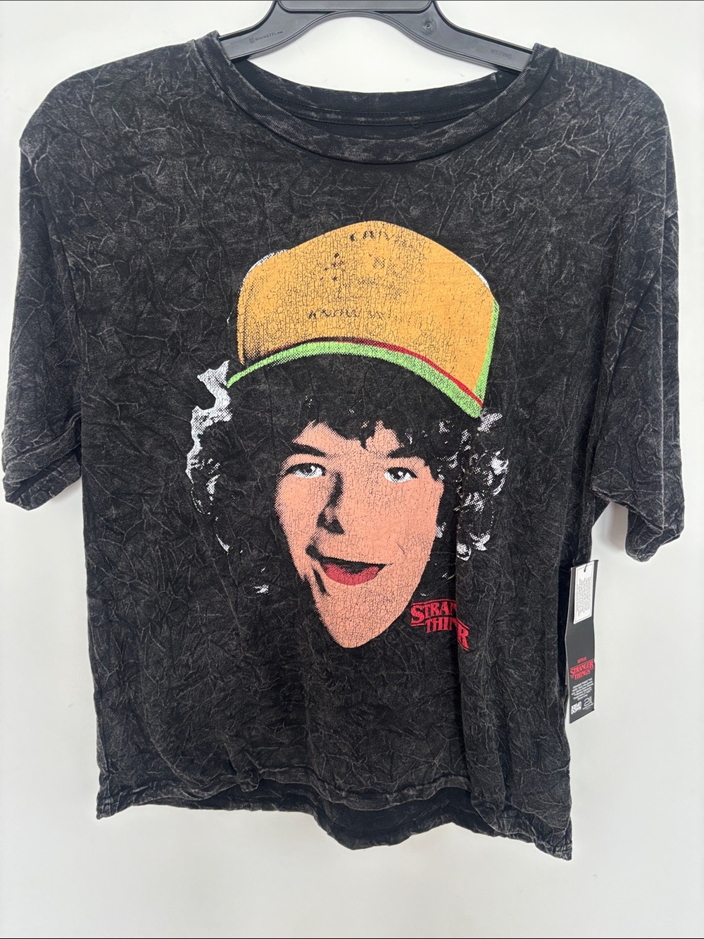 Black Graphic Tee with Stranger Things Design (Dustin/ Hellfire club)
